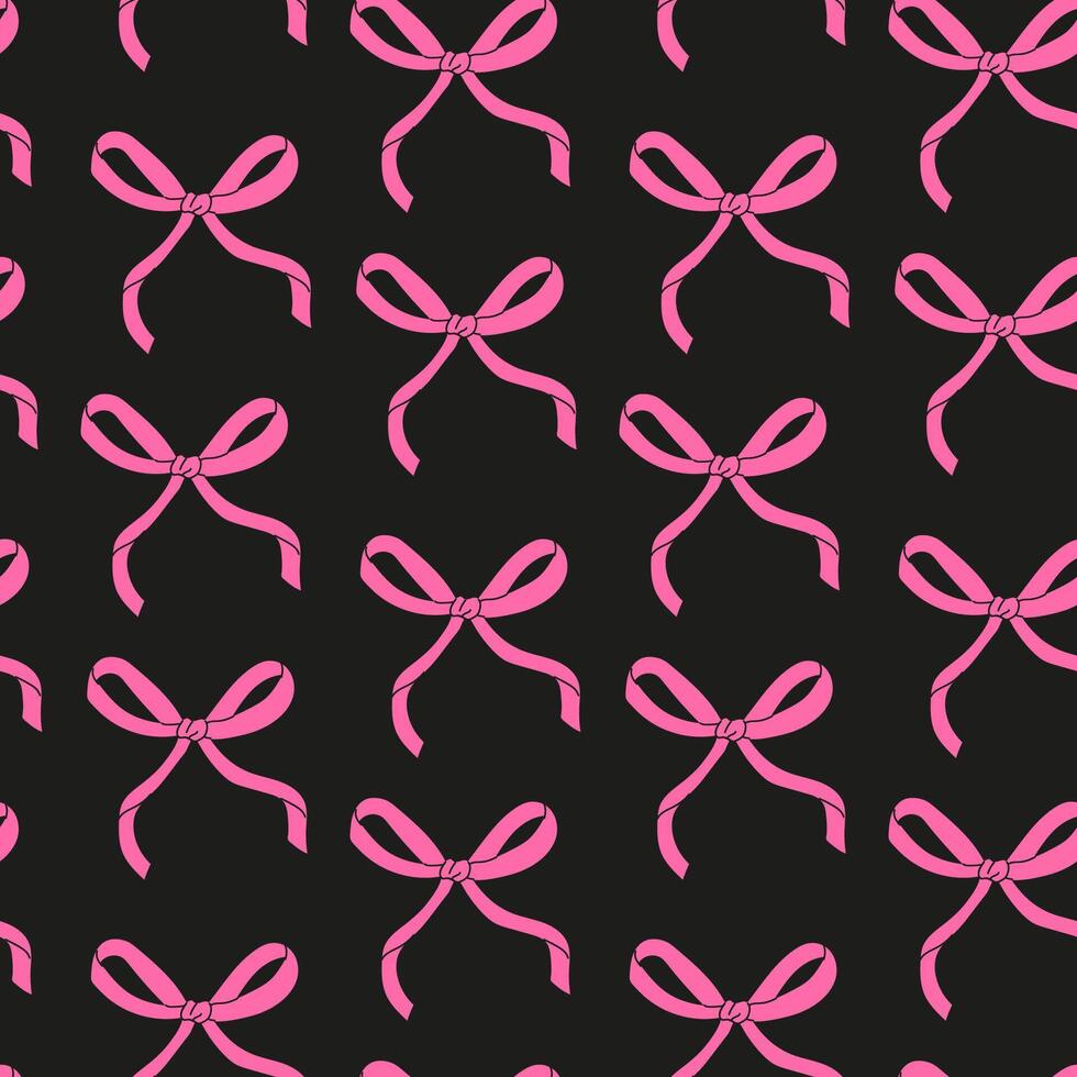 Colorful pink bows pattern on black background creating a festive and cheerful design vector