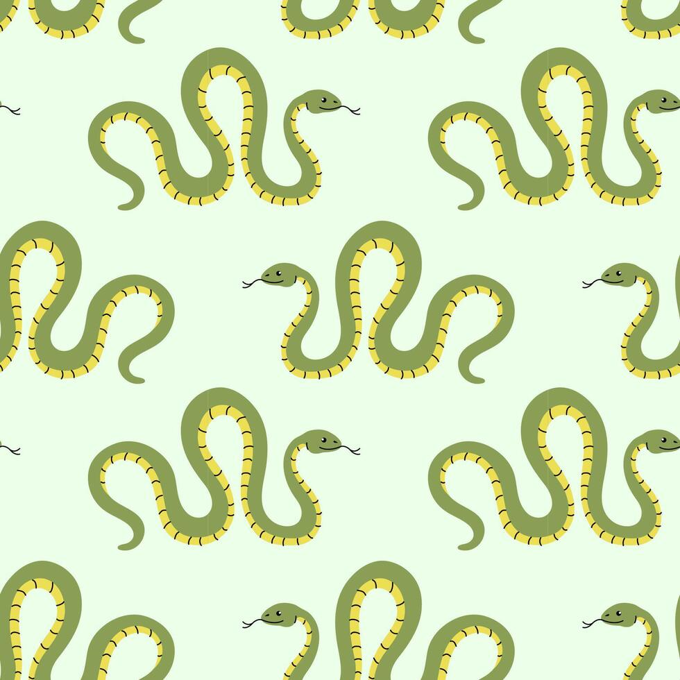 Seamless pattern with green snakes. Symbol of 2025 according to the Chinese calendar. vector