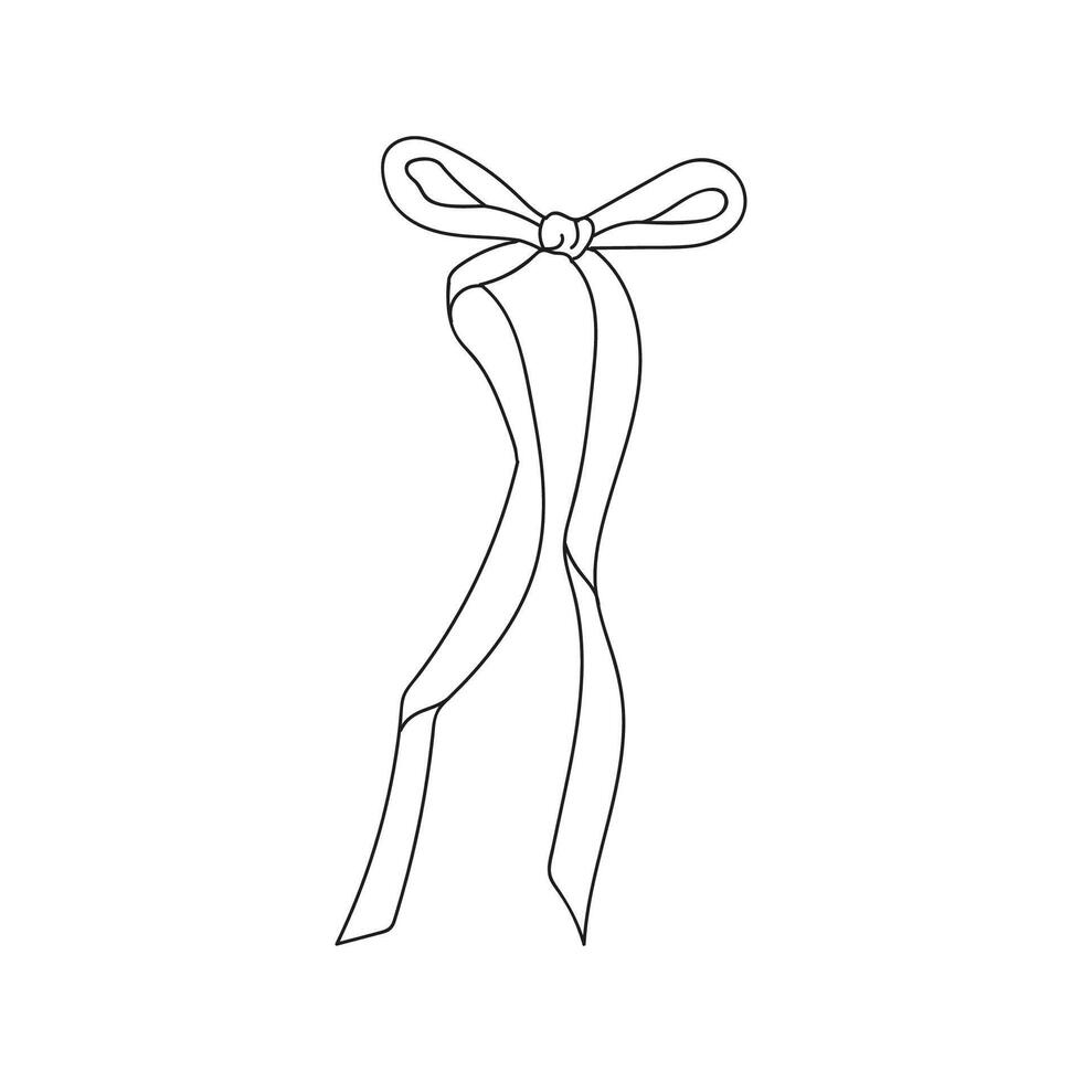 Decorative ribbon bow with flowing tails suitable for craft projects and design elements vector