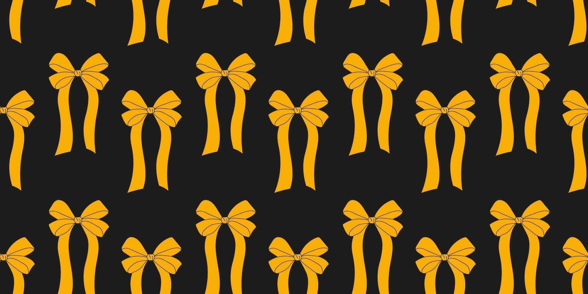 Colorful yellow bows pattern on a dark background showcasing festive and cheerful design elements vector