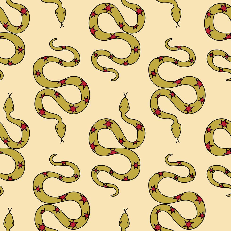 Pattern design featuring colorful snakes with stars on a light background suitable for various creative projects vector