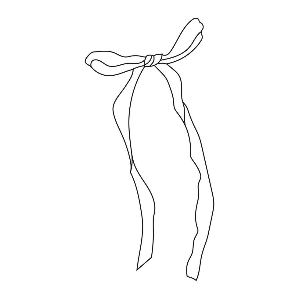 Decorative bow with long ribbons, symbolizing elegance and grace in simple design vector