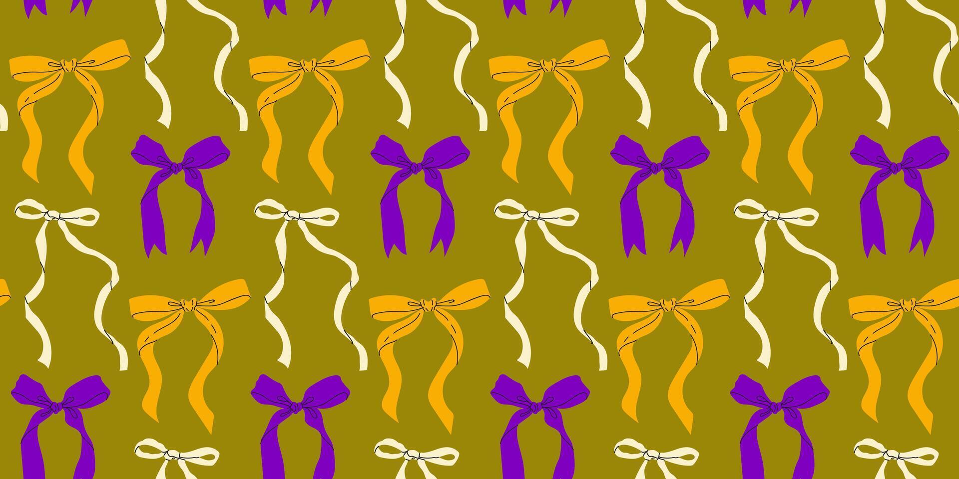 Colorful ribbon pattern on a brown background showcasing various styles and arrangements vector