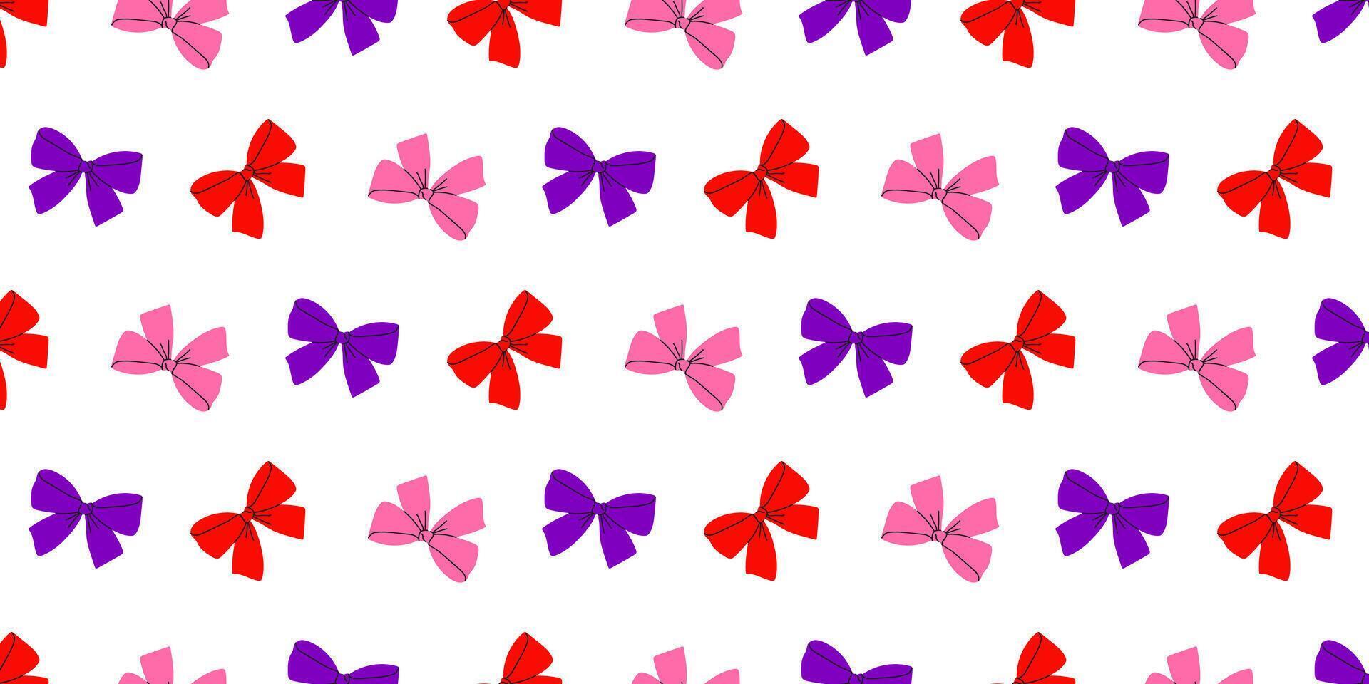Colorful patterns of bows in various sizes and hues create a playful textile design suitable for multiple uses vector