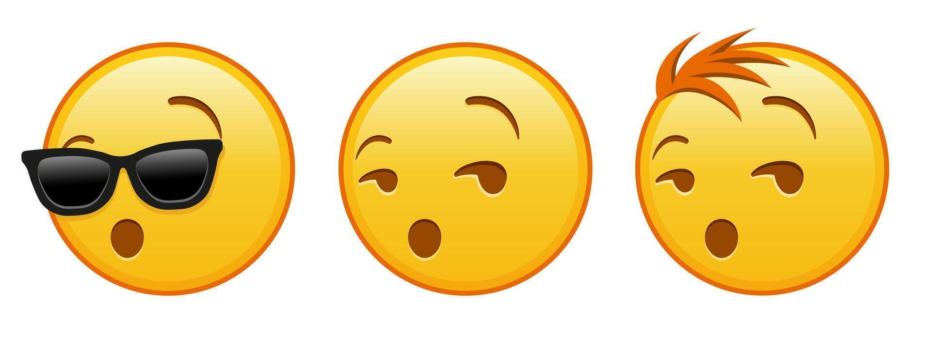 Grinning flirting face Set of three emoji vector