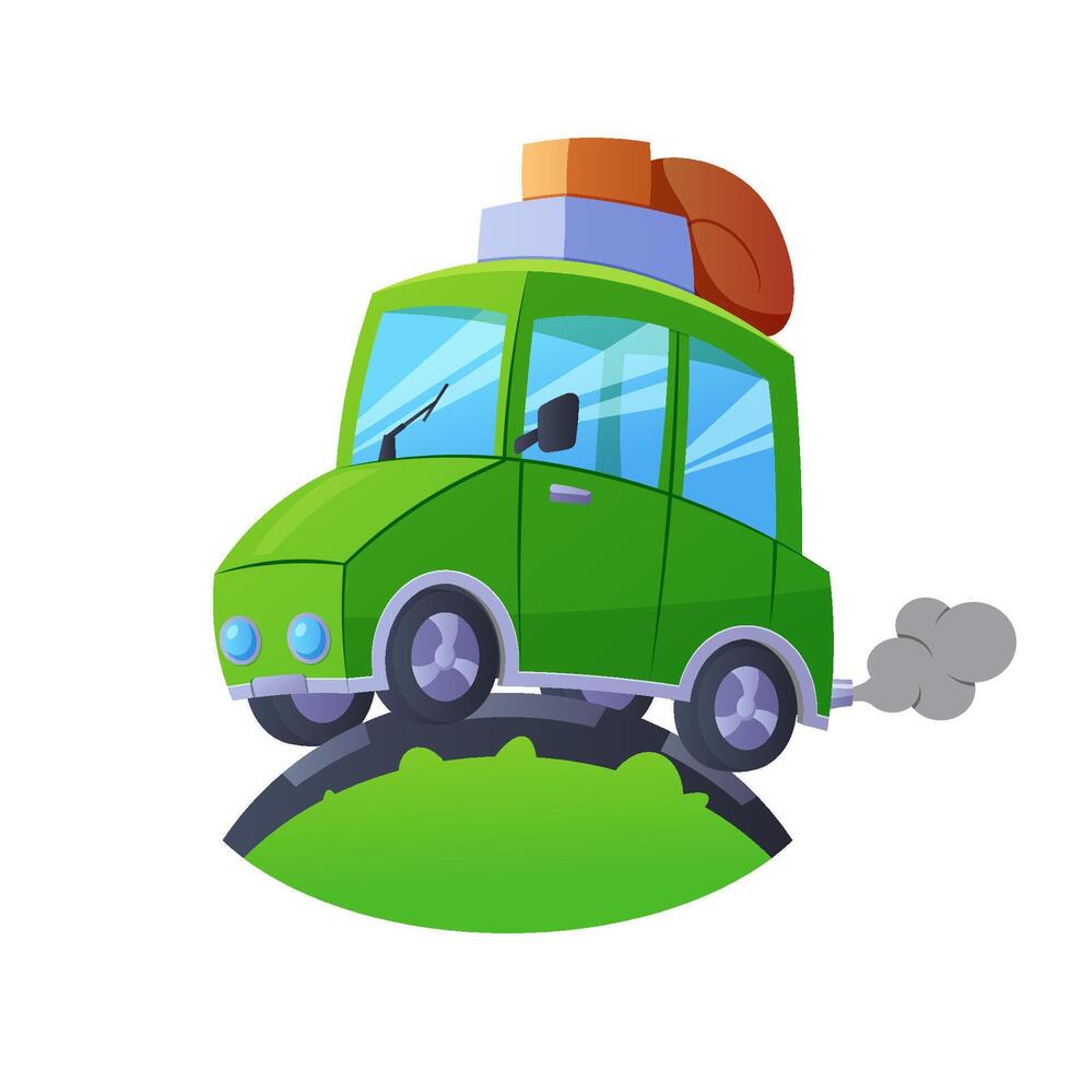 Traveling car isolated on white background vector