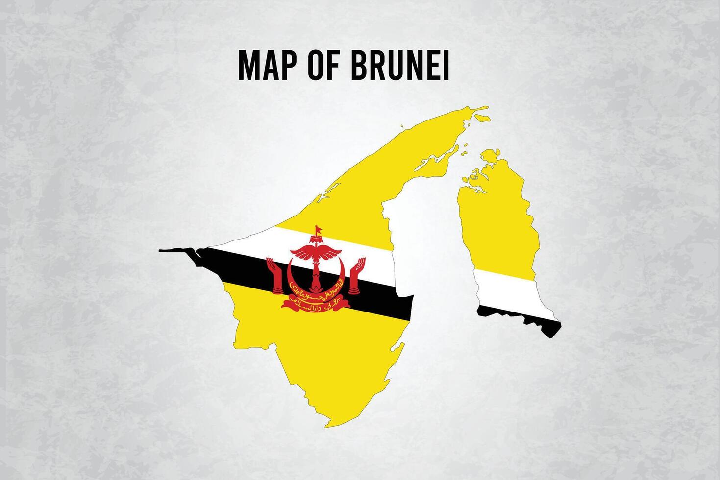 Map of Brunei with national flag vector