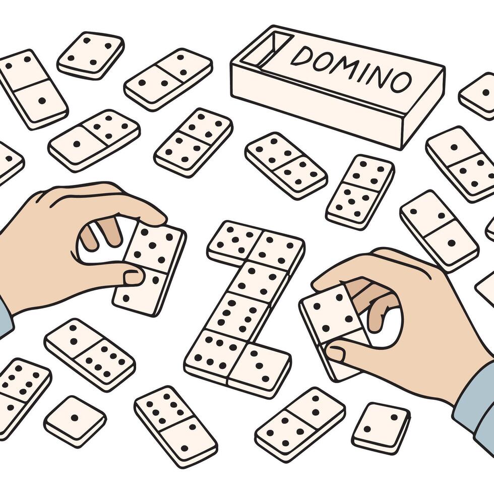 Domino, board game, doodle style. vector