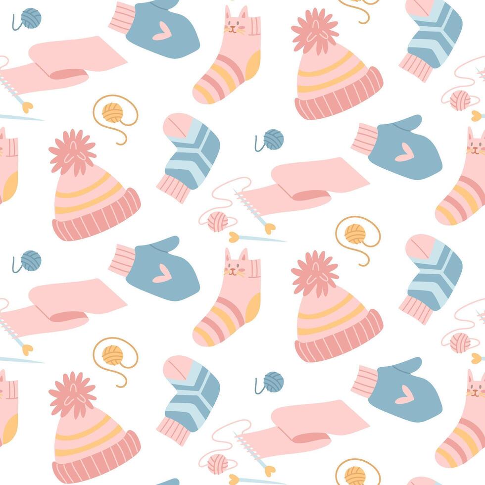 Colorful winter accessories pattern design vector