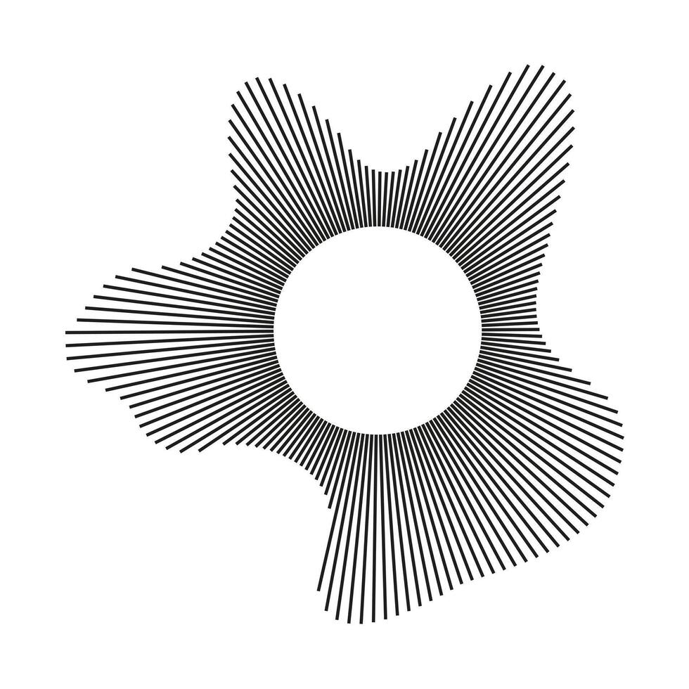 Circular wave. Voice symbol. Radial frame.Sound circle lines. Sound ring mockup. Wavy design frame pattern. Radial rays. Equalizer logo, radial spectrum. Depicting audio music simple icon. vector