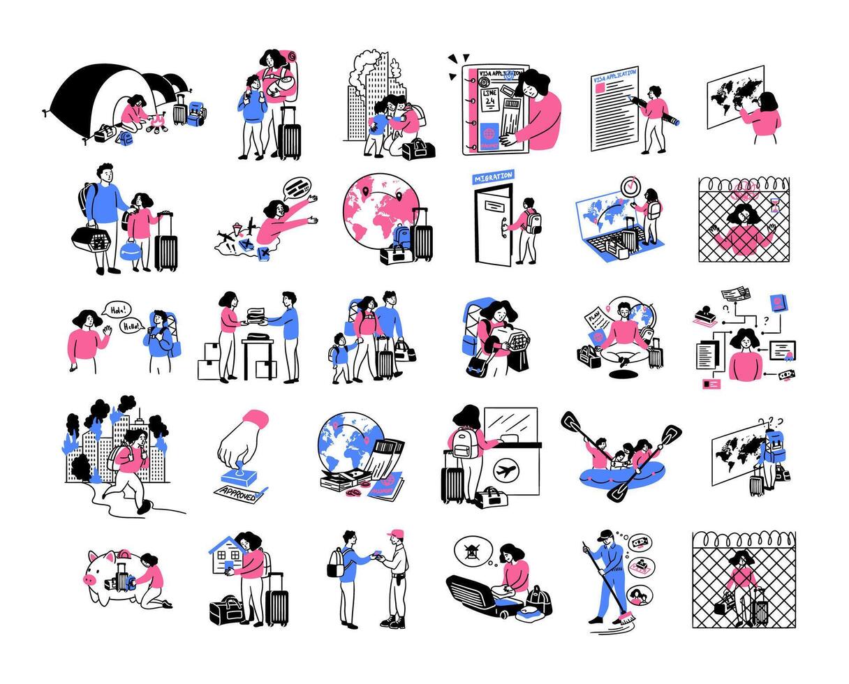Illustrations of various travel activities vector