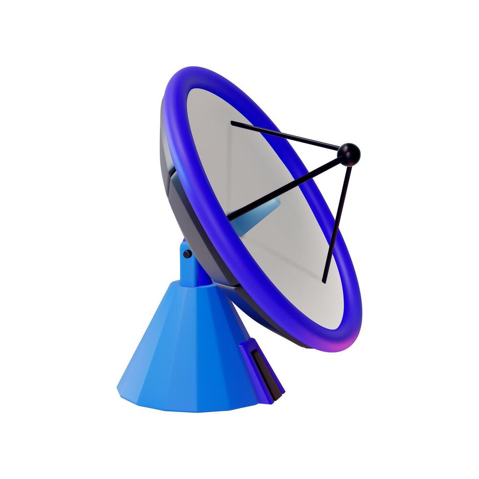 3d Satellite Dish Signal Radar Space Concept Cartoon Design Style. vector