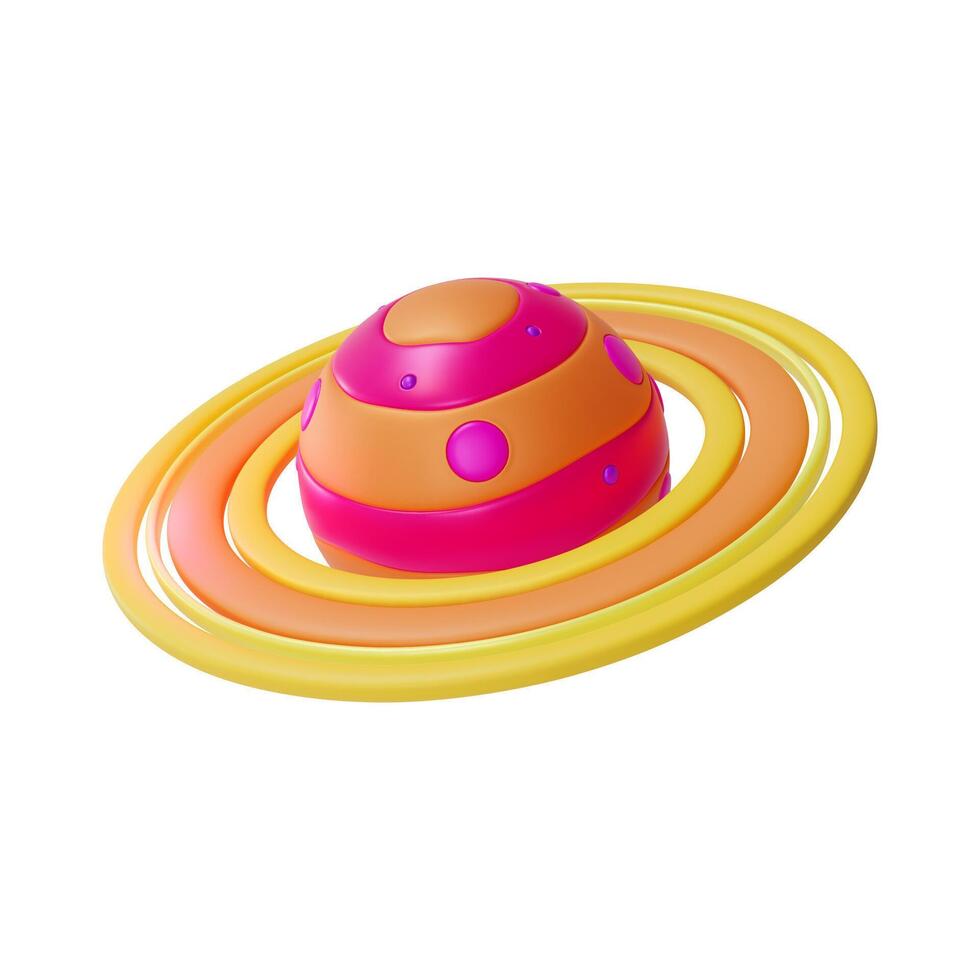 3d Yellow Planet Space Concept Cartoon Design Style vector