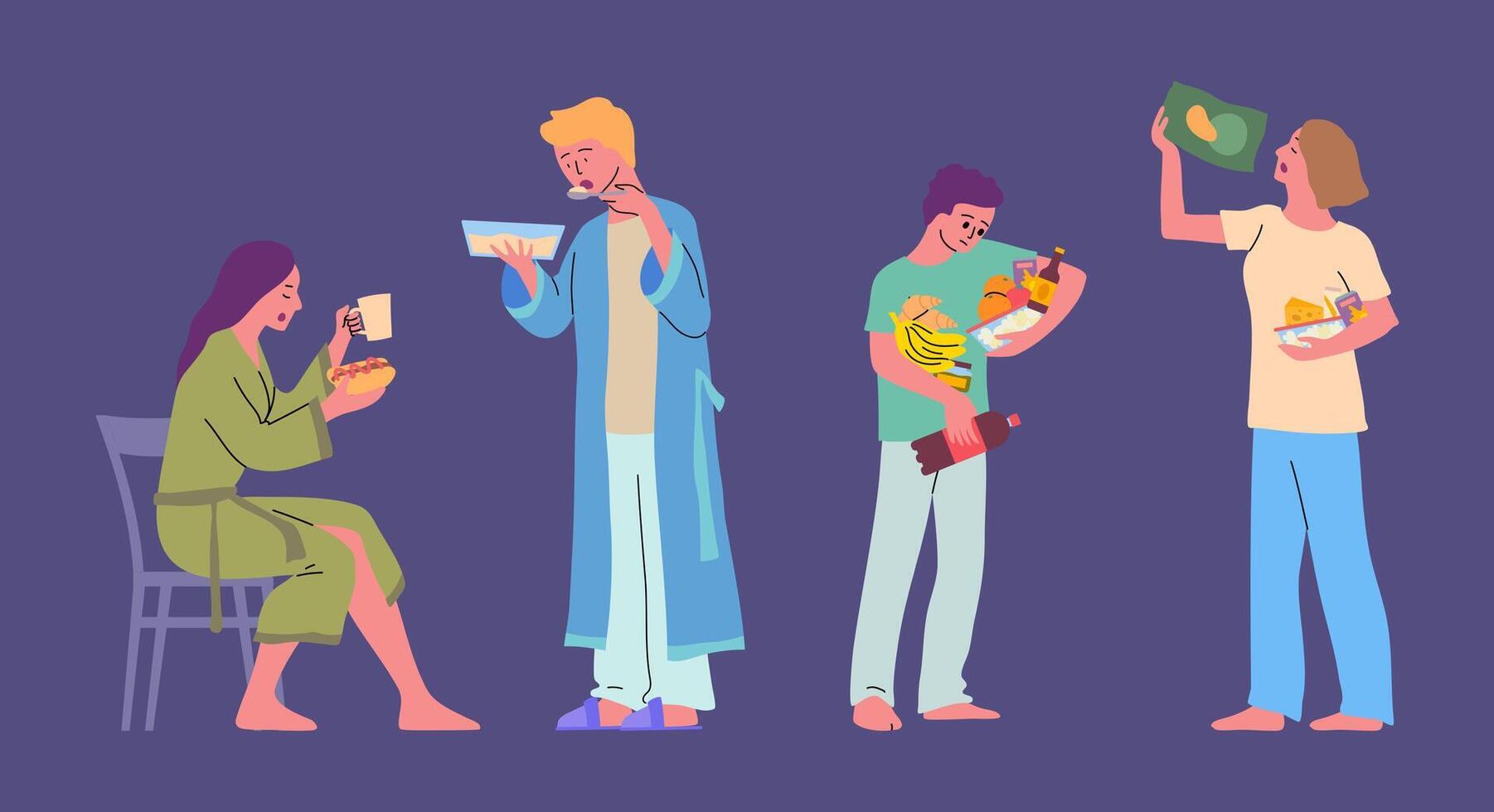 People enjoying food at home vector