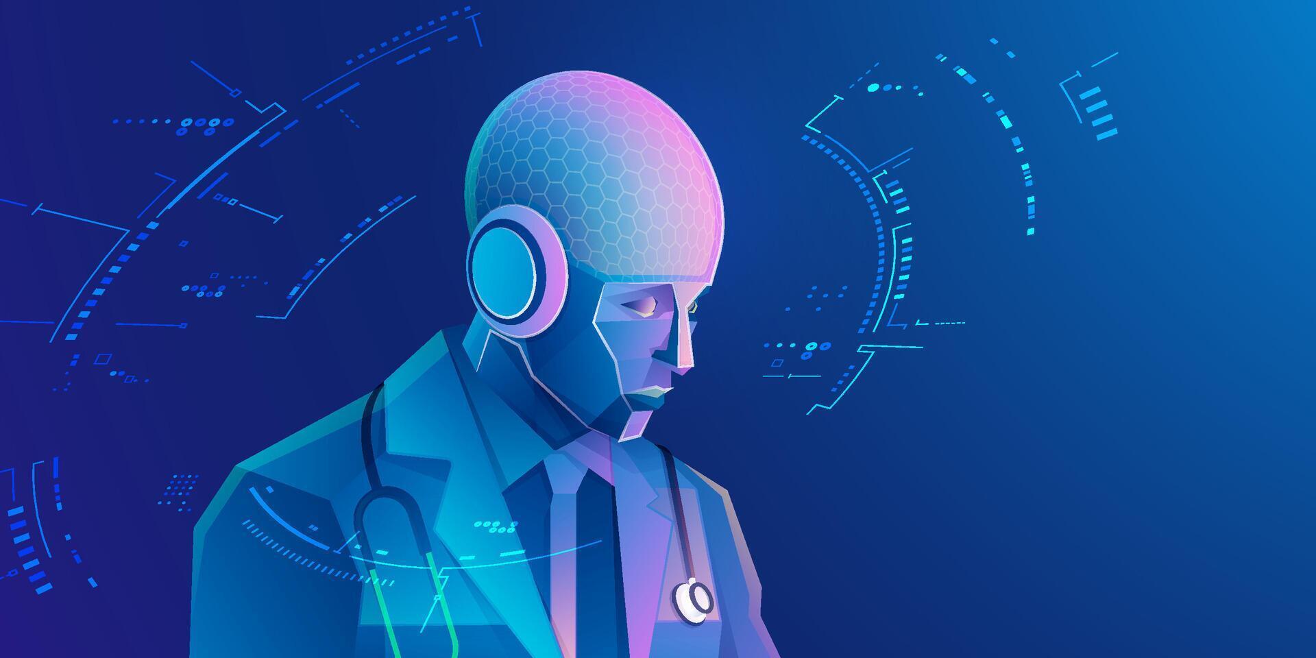 AI doctor with technology elements vector