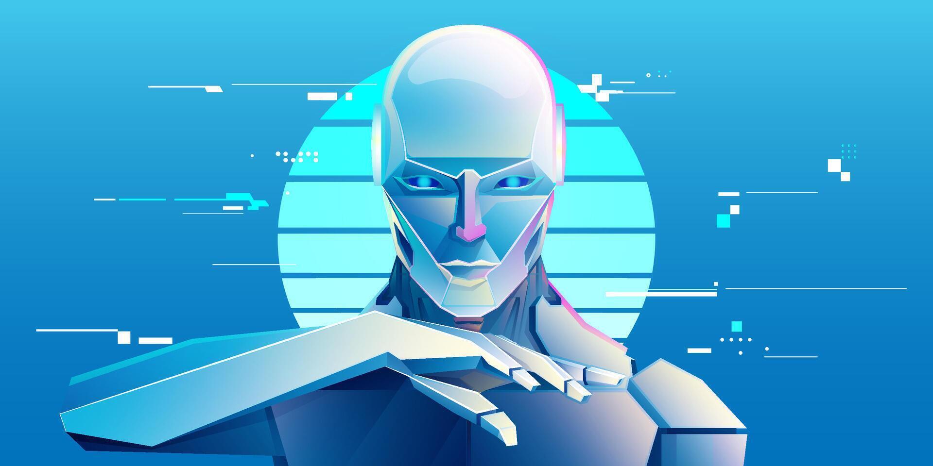 Stylized futuristic robot illustration. vector
