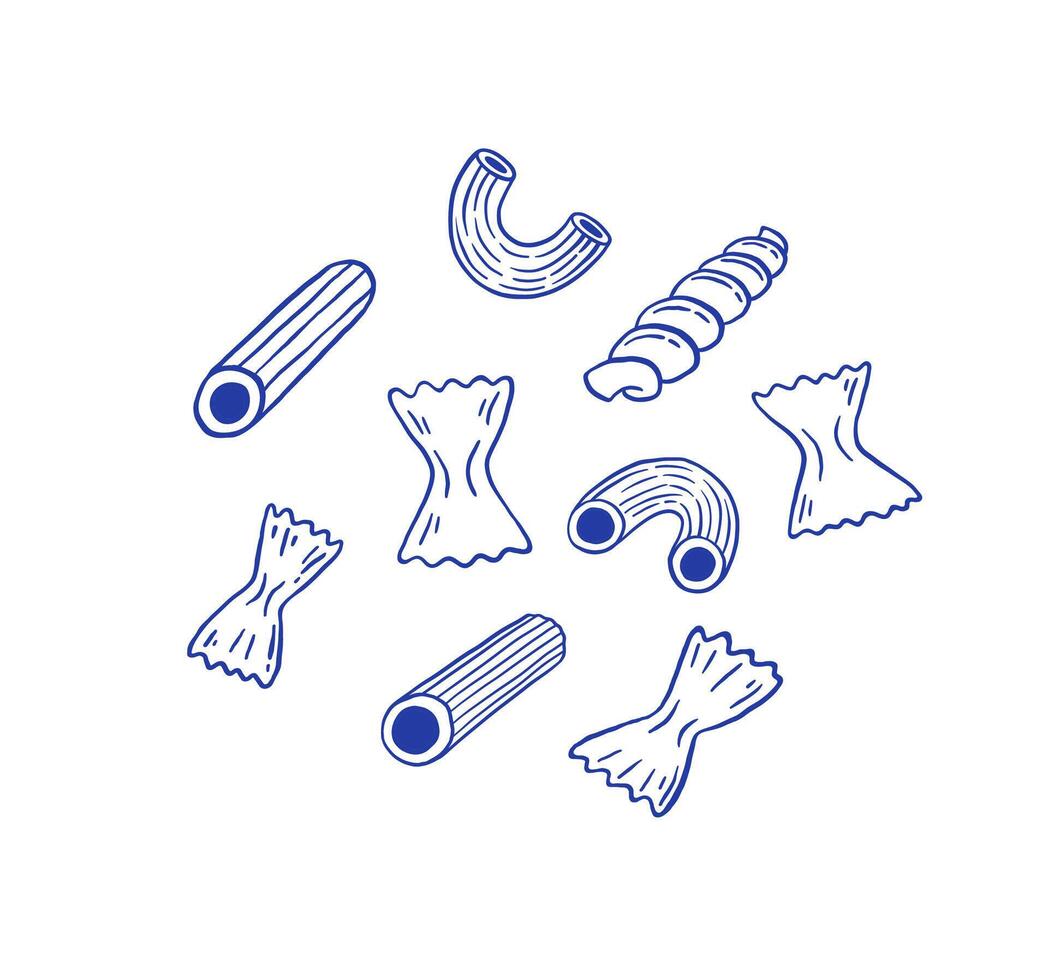 Set of hand drawn pasta illustration. Italian food clipart vector