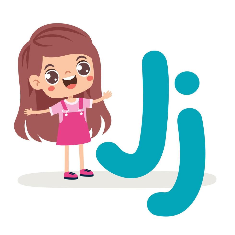 Kid Posing With J Letter vector