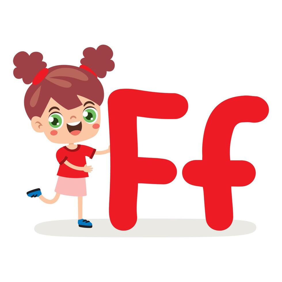 Kid With F Letter vector