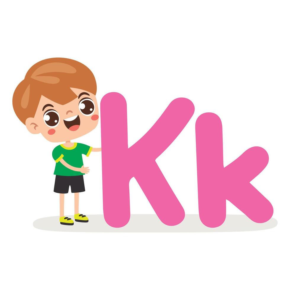 Kid Posing With K Letter vector