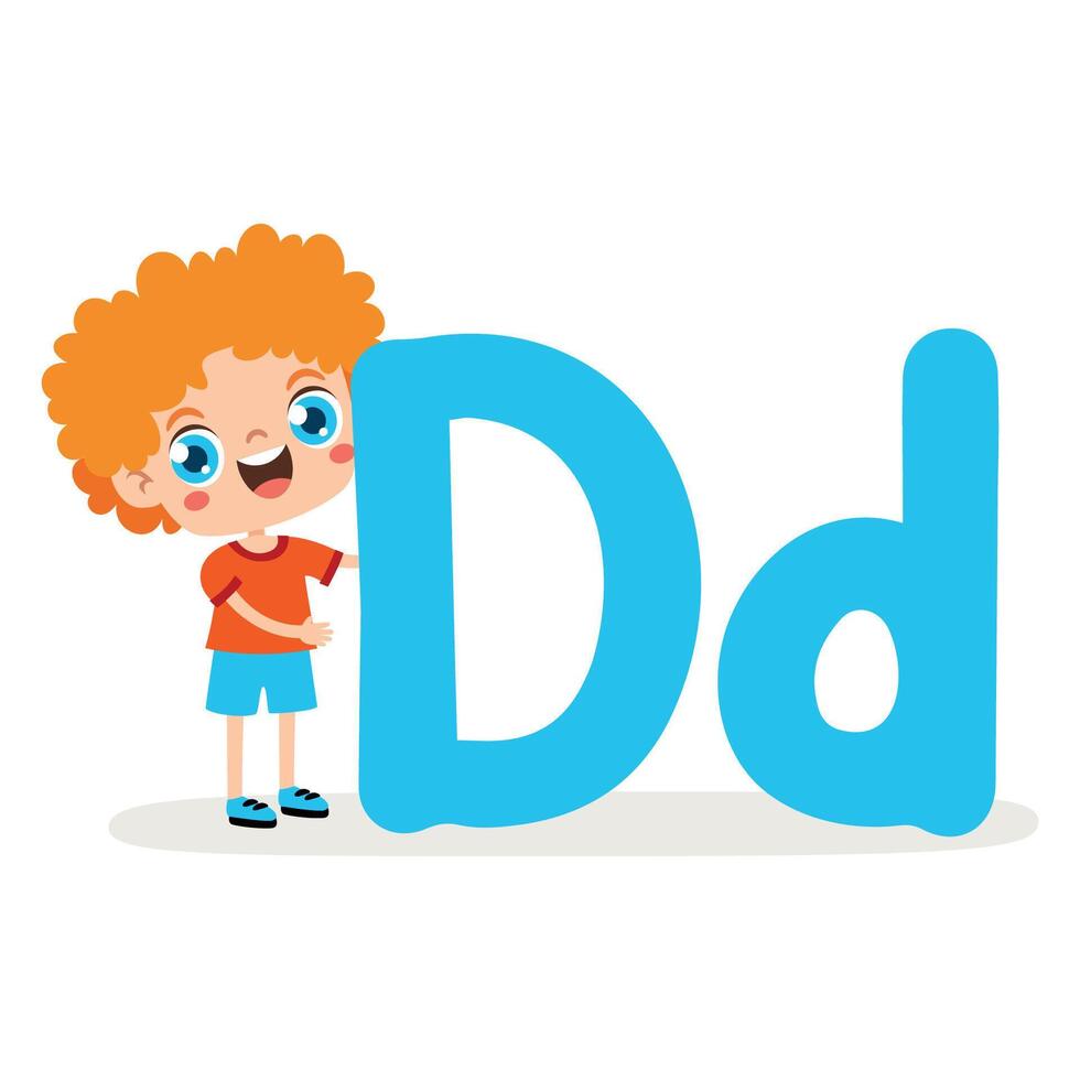 Kid With D Letter vector
