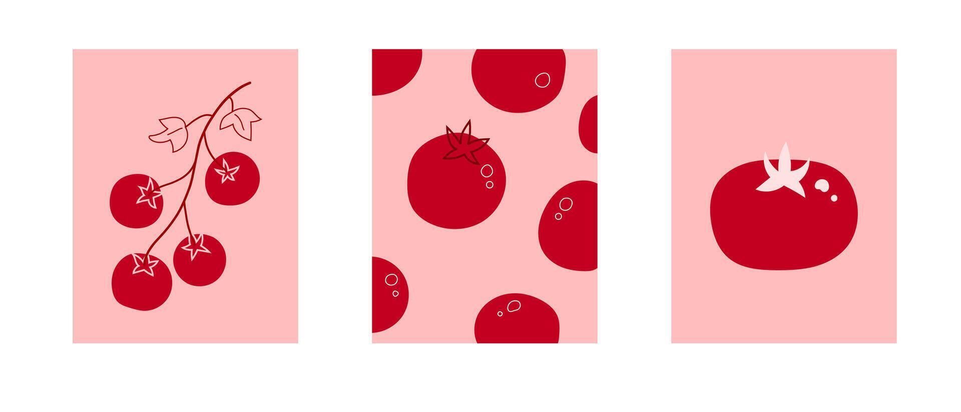 set of tomato poster and background, fresh vegetable design for food, health, and organic lifestyle vector