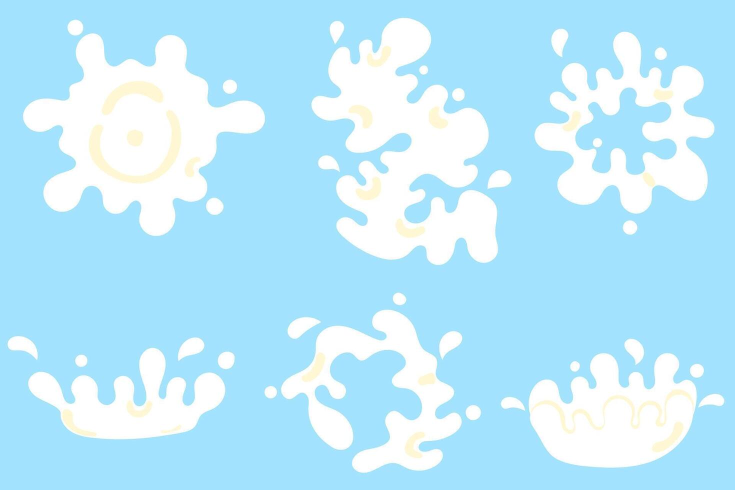 set of milk splash elements for dairy product design vector