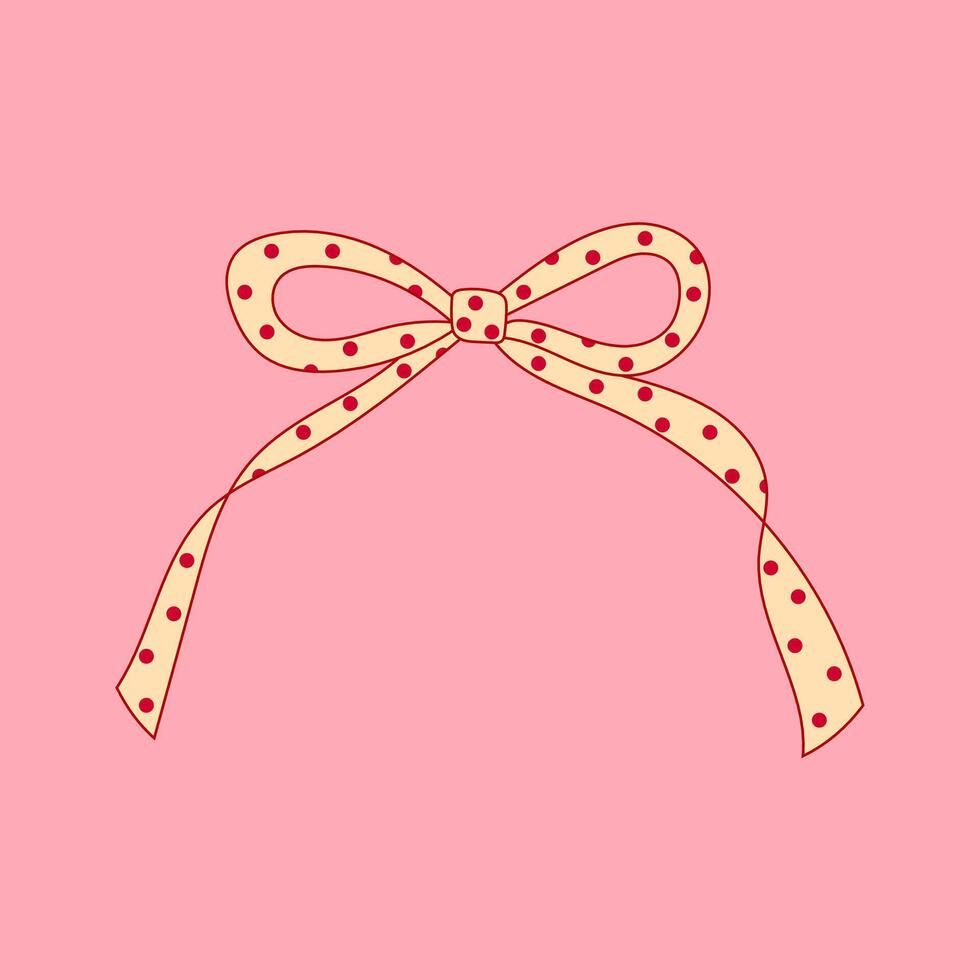 vintage polka dots ribbon bow, retro style illustration for poster, packaging and decoration vector