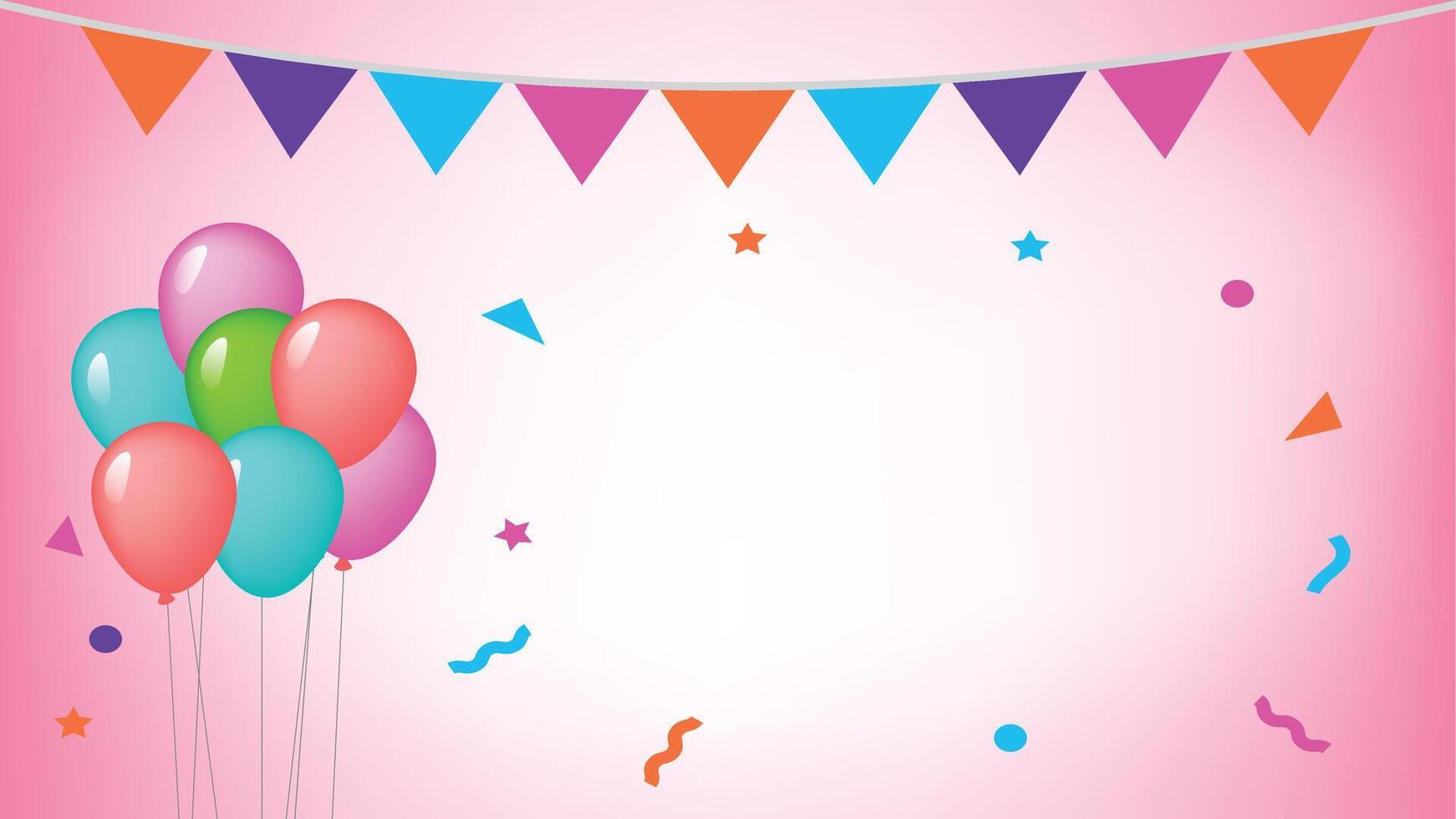 Festive Birthday Party Balloons and Confetti vector