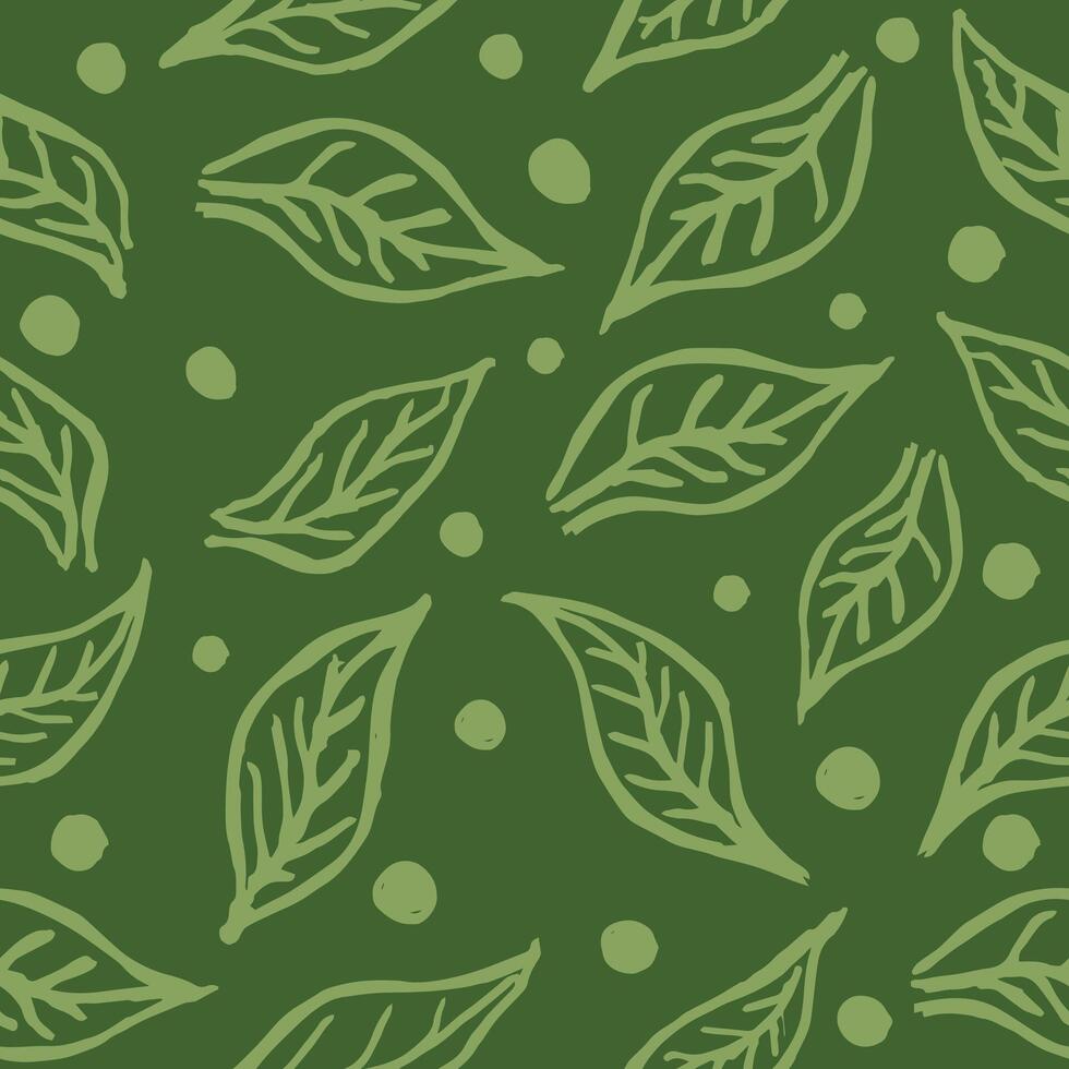 Organic Green Leaf and Dot Pattern vector