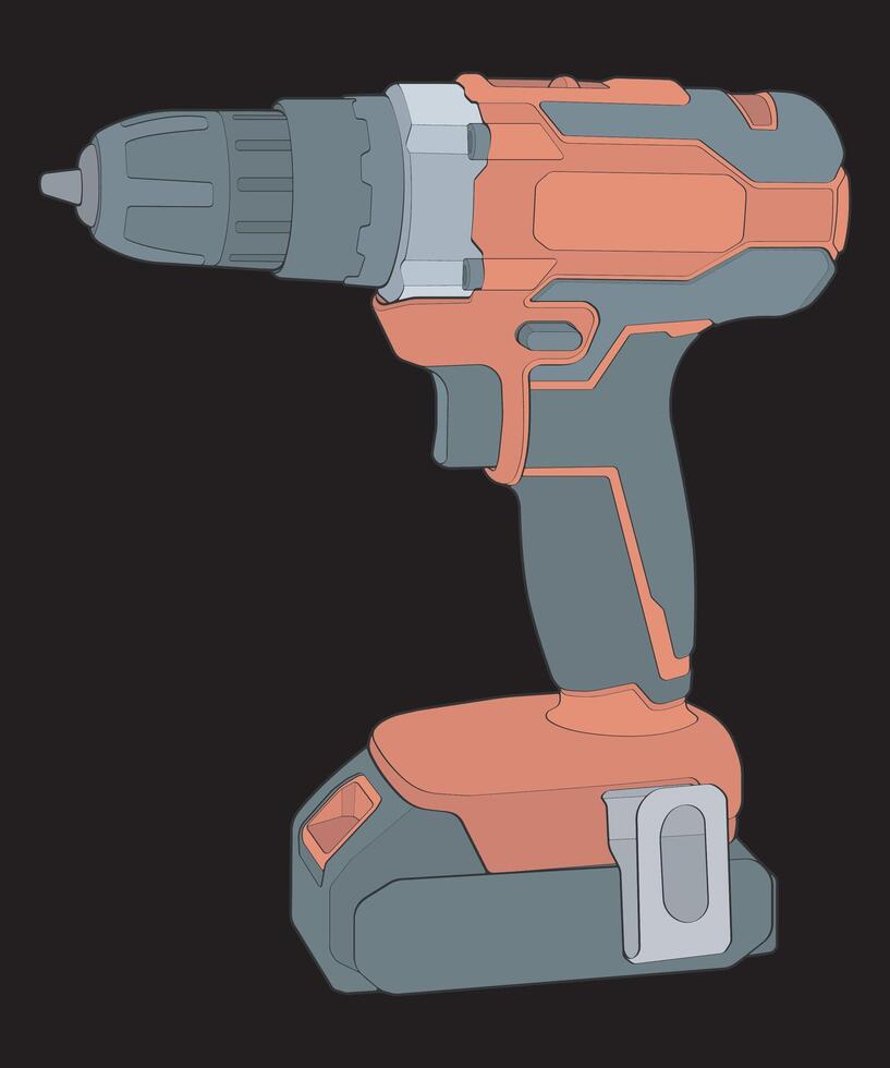 an electric drill is shown on a black background vector