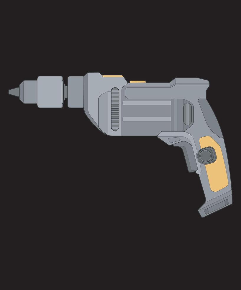 Hand Drawn Electric Drill Power Tool Line Art Illustration for Construction, DIY, and Workshop Projects vector