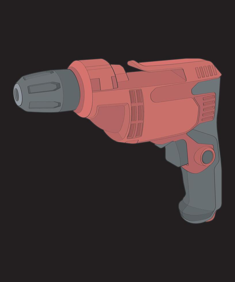 a red and gray drill on a black background vector