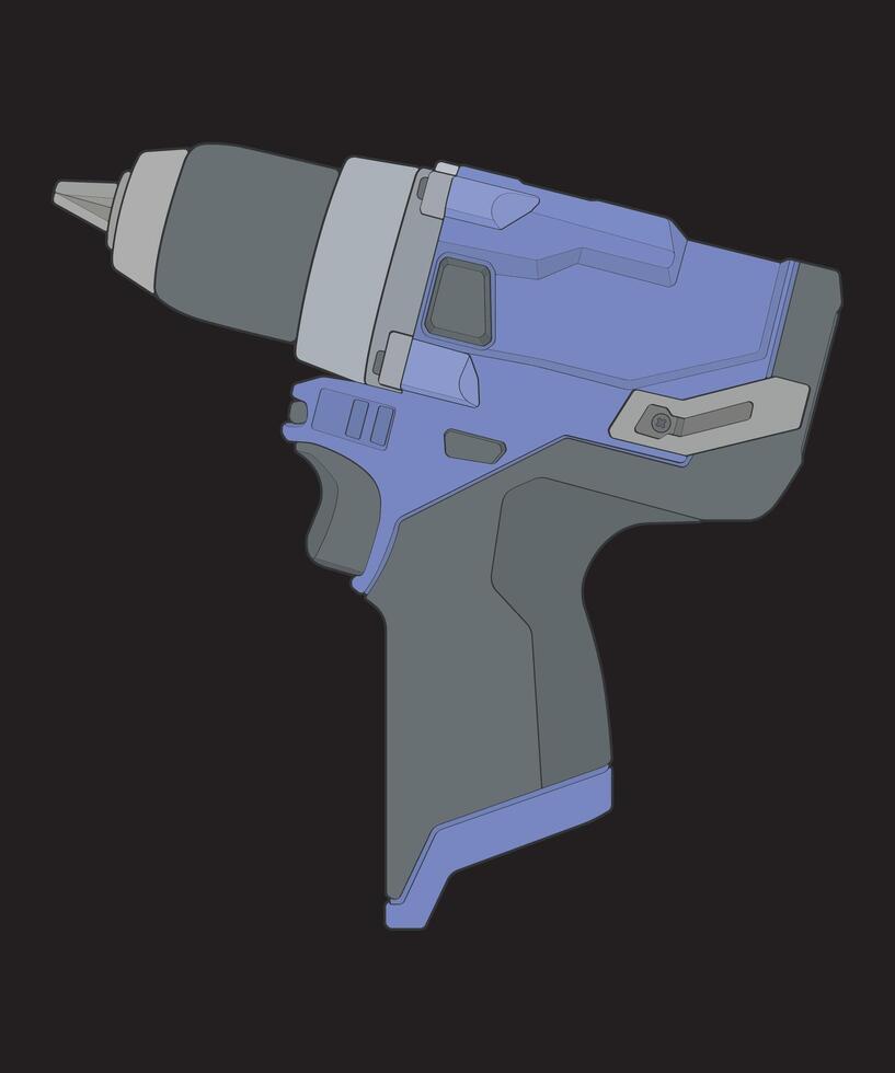 a blue and gray drill on a black background vector