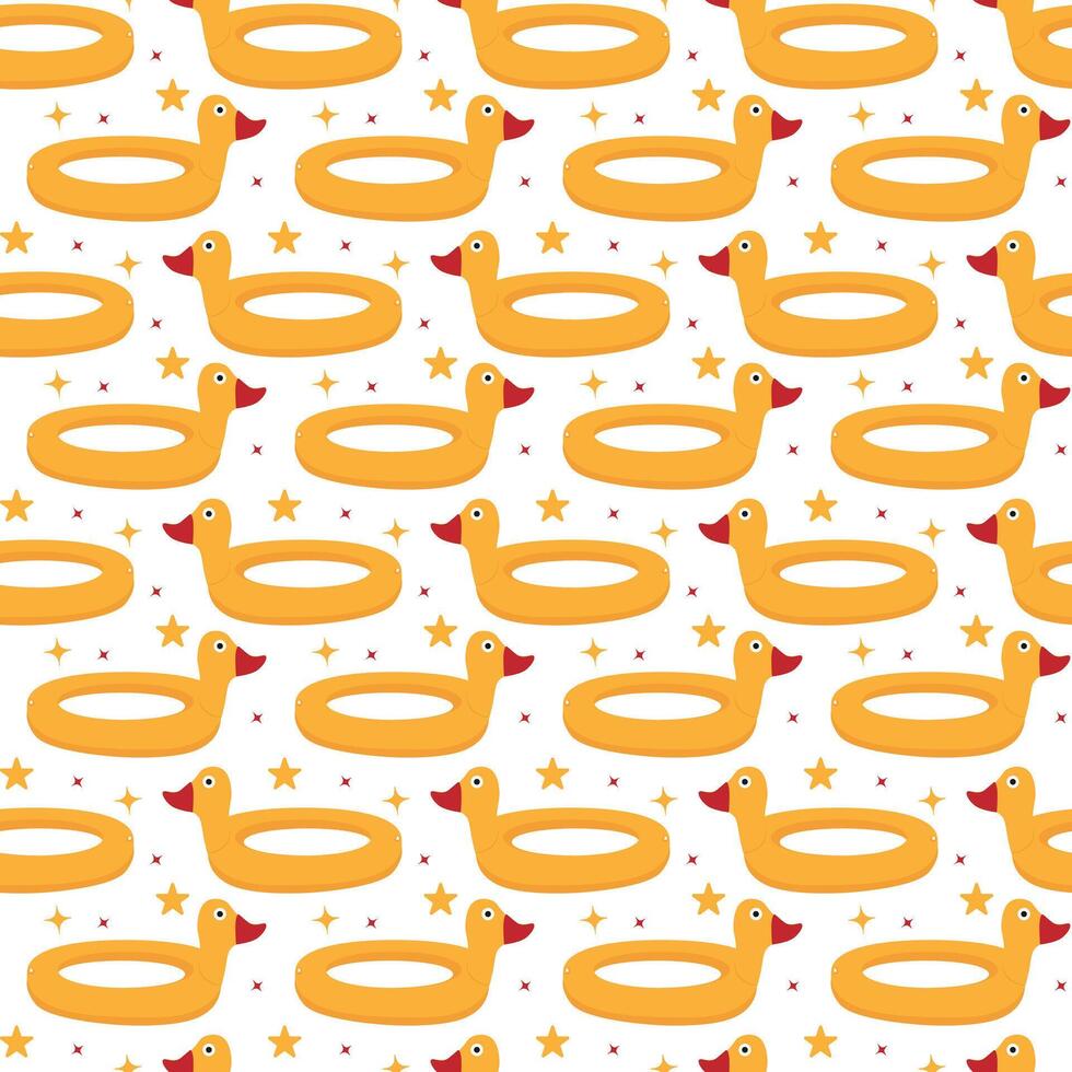 Seamless yellow rubber duck pattern for a cute bath or pool toy design vector