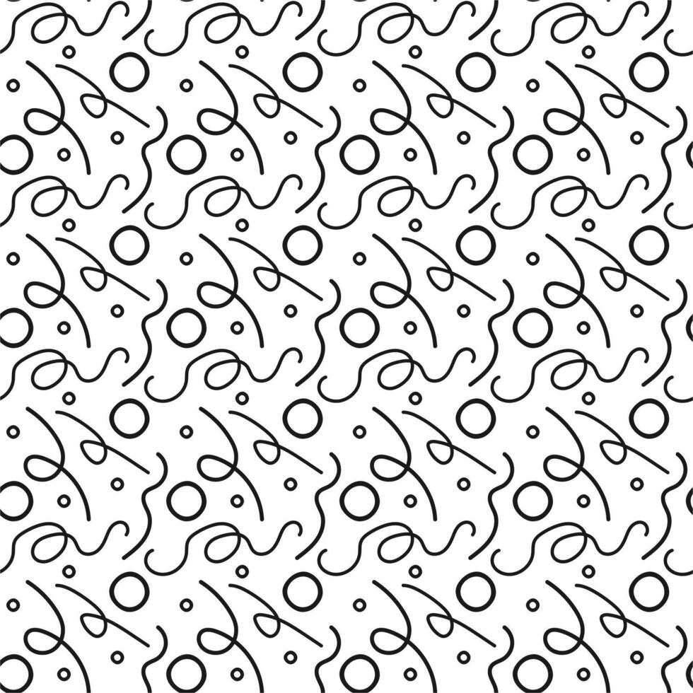 Seamless pattern with abstract shapes and chaotic lines vector