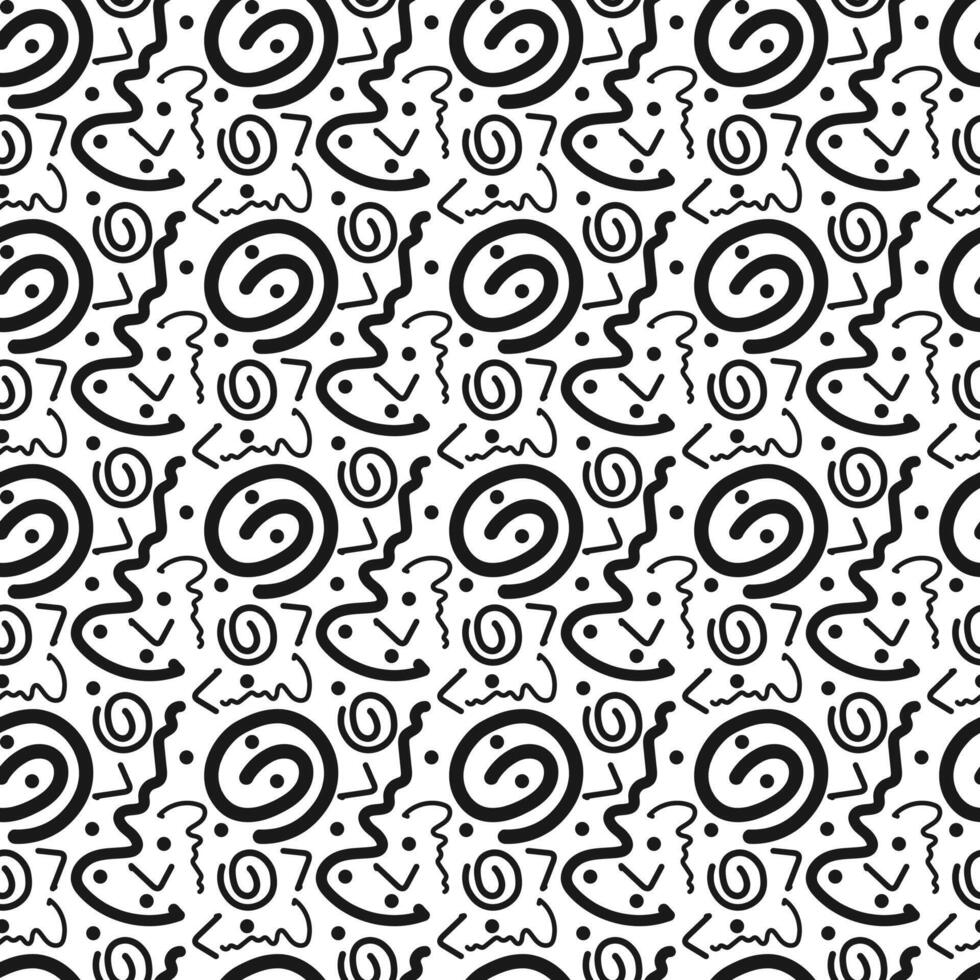Monochrome seamless design featuring sketch style doodles vector