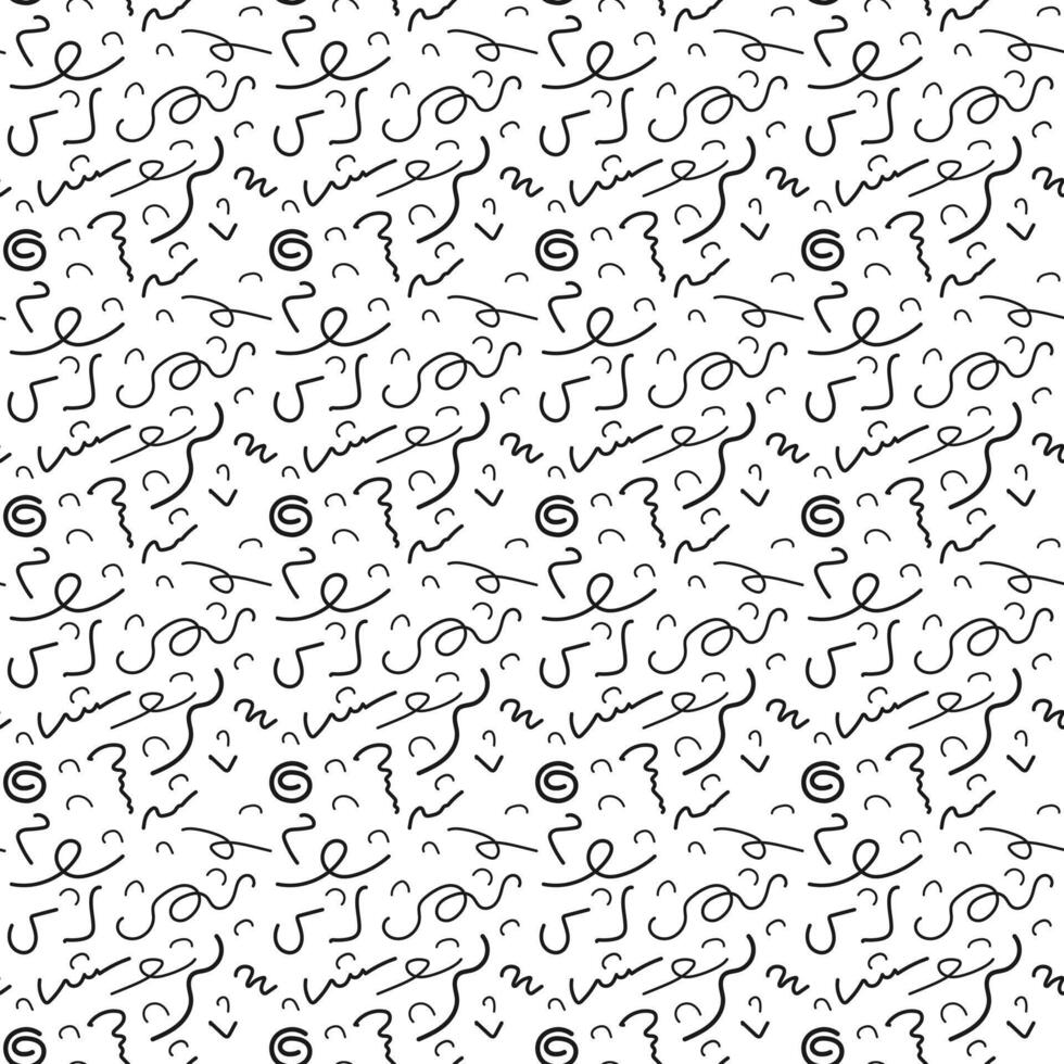 Seamless doodle pattern with abstract lines and scribbles. vector