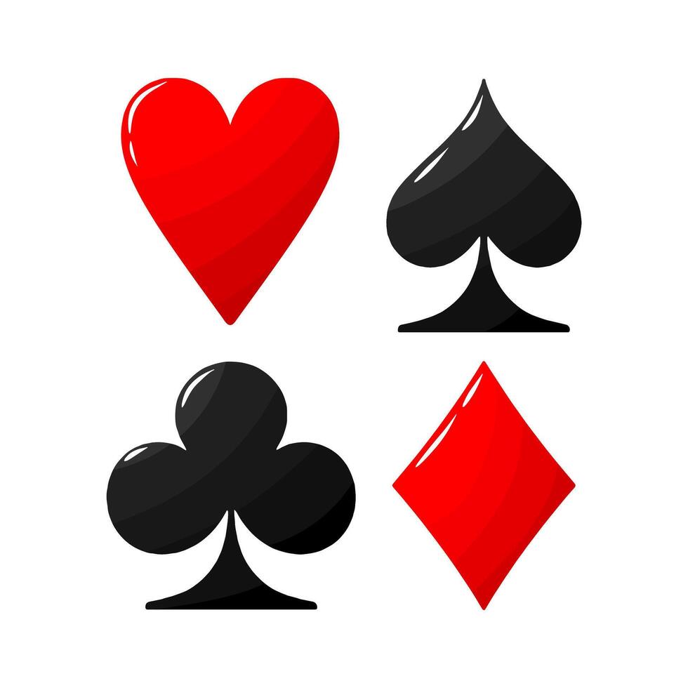 Realistic Poker playing cards sign set. vector