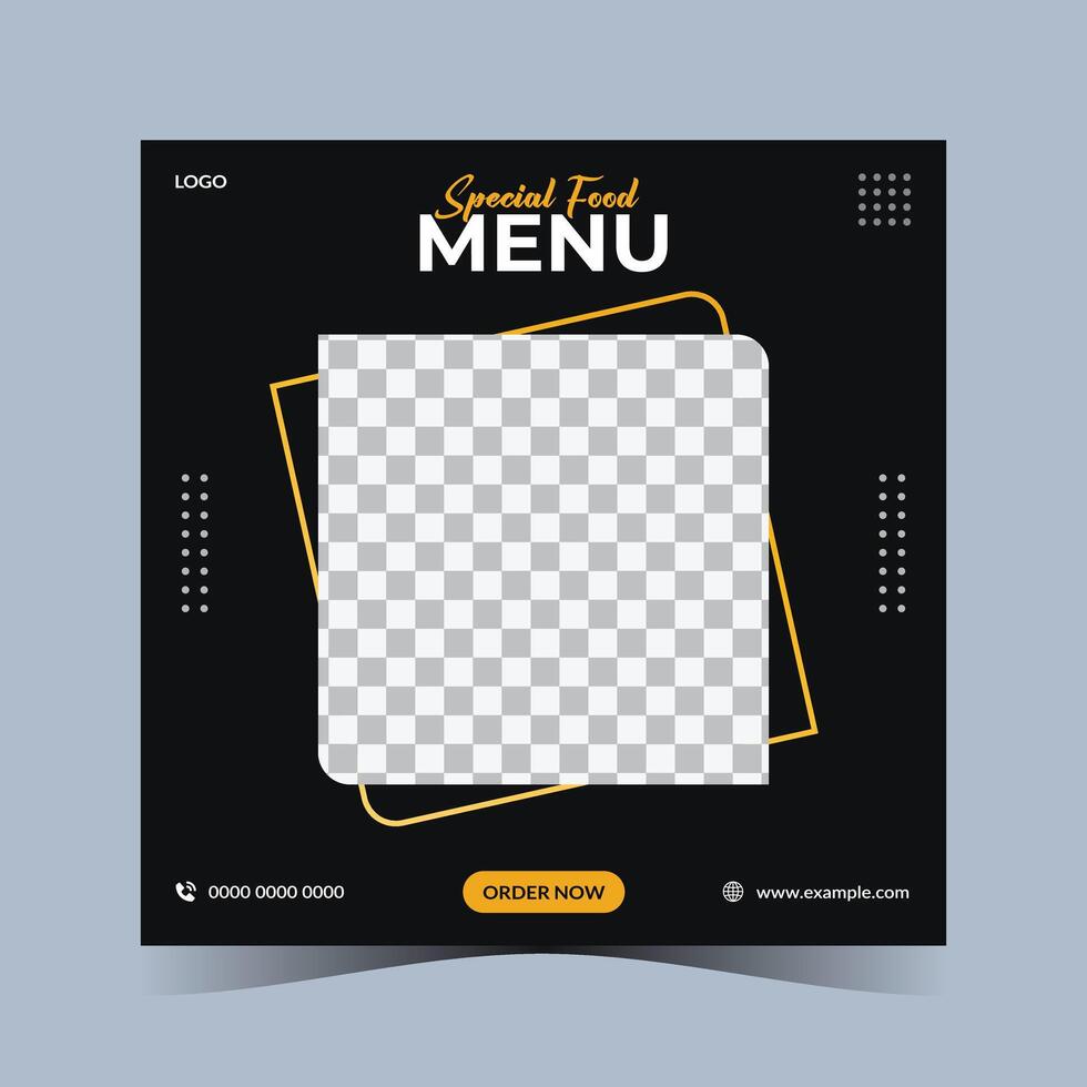 Special Food Menu Social Media Post for restaurant ads vector