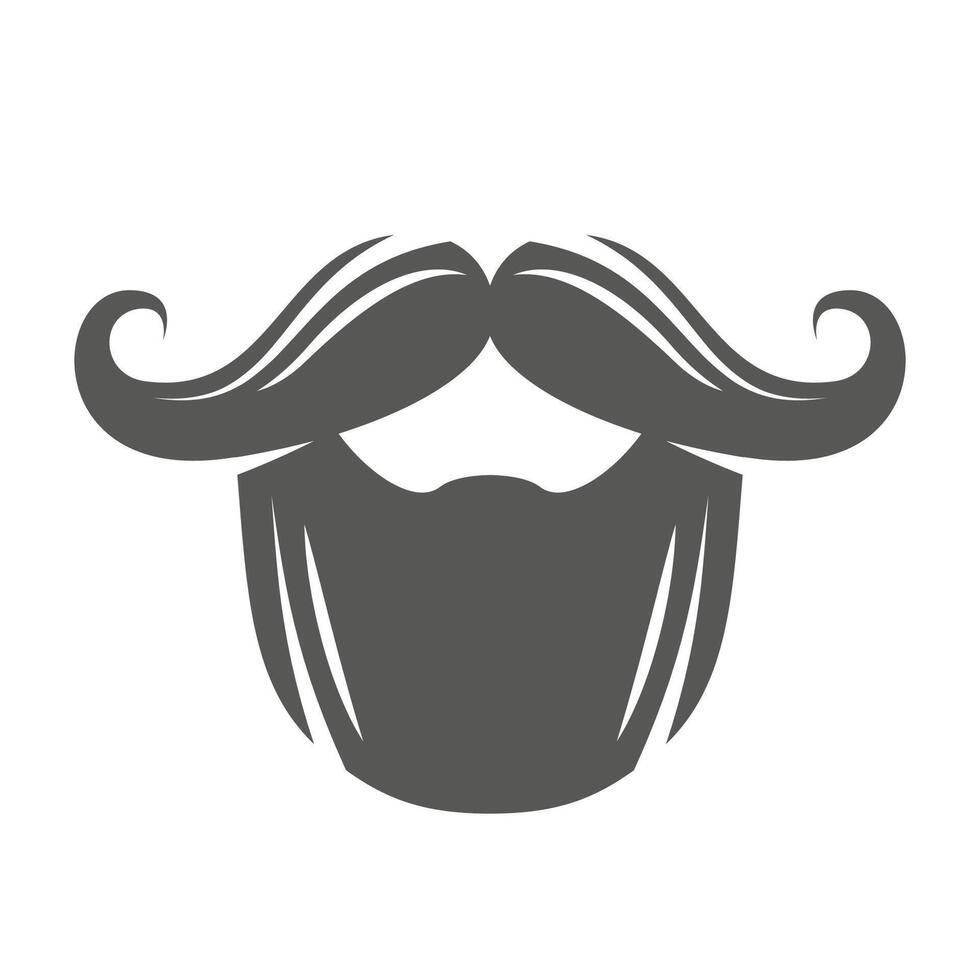 Simple vintage beard silhouette with moustache vector