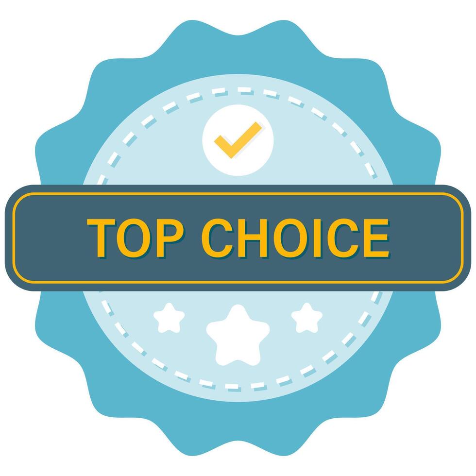 Top Choice badge with check mark and star vector