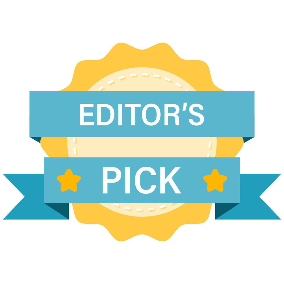 Editor Pick badge with ribbon and star vector