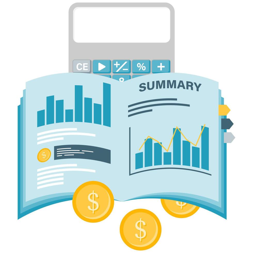 year end financial summary vector
