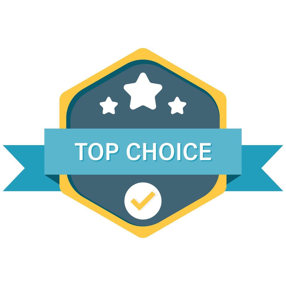 Hexagonal Top Choice badge with star vector