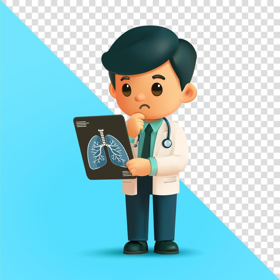 Doctor with lung X-ray vector