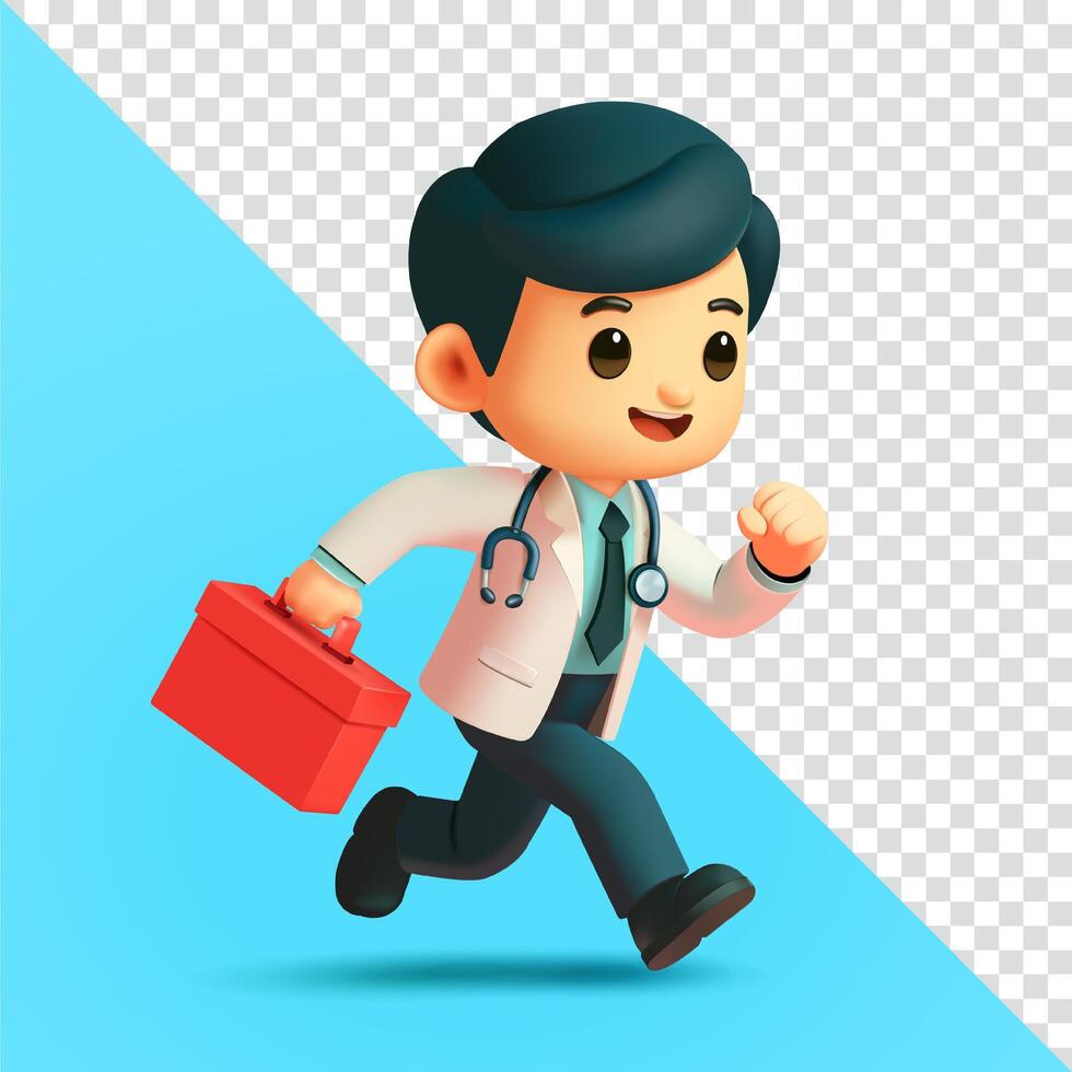 Cartoon doctor with a medical kit vector