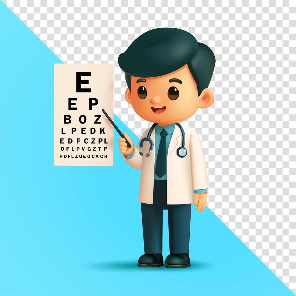 cartoon doctor with eye chart vector