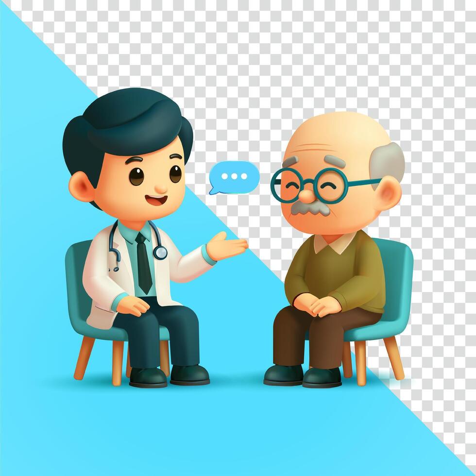 Doctor talking to an elderly patient vector