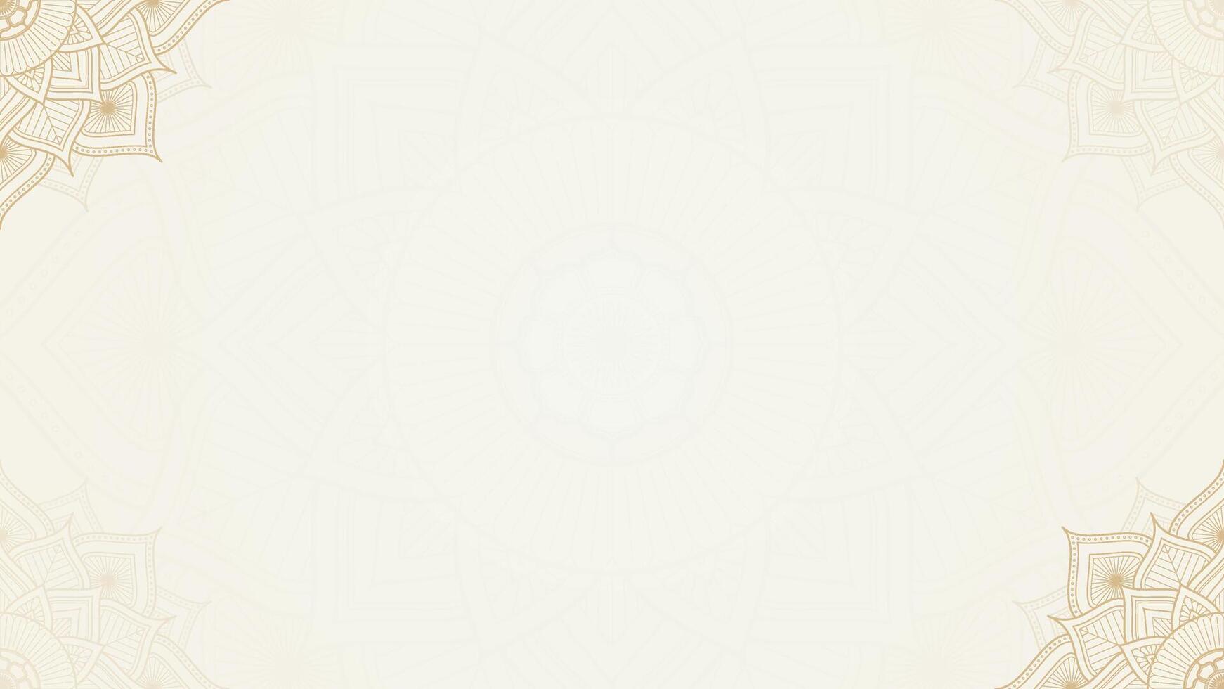 Simple Intricate Decorative Mandala Horizontal Background with Gold Brown Highlights on a Soft Beige Canvas vector